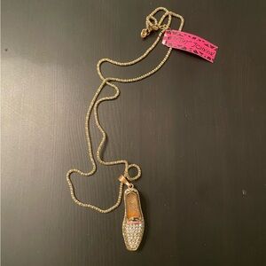 Betsey Johnson Gold and Silver Shoe Pendant Necklace